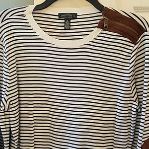 White with Black Stripes Long Sleeve Pull over